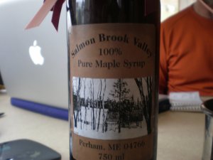 Yummy maple syrup we enjoyed on our pancakes this morning. Purchased from Matt, the nice shoe salesperson we met back in Maine