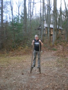 Here's David, trying out the stilts. I would have hurt myself!