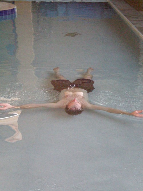 David enjoys the soaking pool