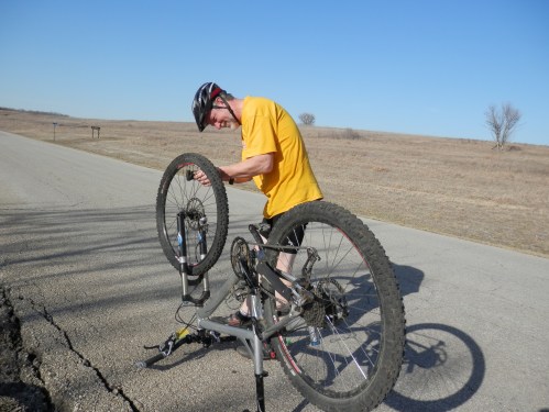 Trying to get $10 worth of Slime from the tubes bought in Terlingua; "Pump and Pray" they said.